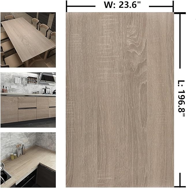 23.6"x 196.8" Natural Gray Oak Contact Paper for Cabinets Wood Textured Wallpaper Peel and Stick Kitchen Bathroom Wallpaper Vintage Wood Grain Vinyl Wrap Self Stick Wall Paper Renter Friendly - Image 7