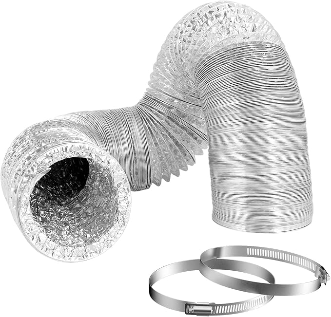 4 Inch Duct 6.56 Feet, Hon&Guan Flexible Dryer Vent Hose For Tight Space Dryer Exhaust Hose Aluminum Duct For Heating and Cooling Ventilation-with 2 Clamps. by HonGuan