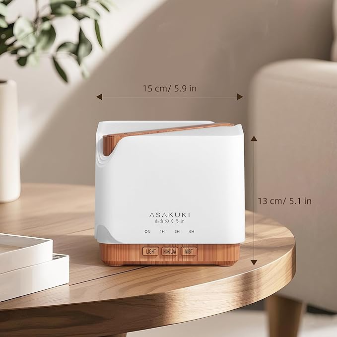 ASAKUKI 700 ml Premium Essential Oil Diffuser, 5 in 1 Ultrasonic Aromatherapy Fragrant Oil Vaporizer Humidifier, Timer and Auto-Off Safety Switch, 7 LED Light Colors, Valentine's Day Gift - Image 2