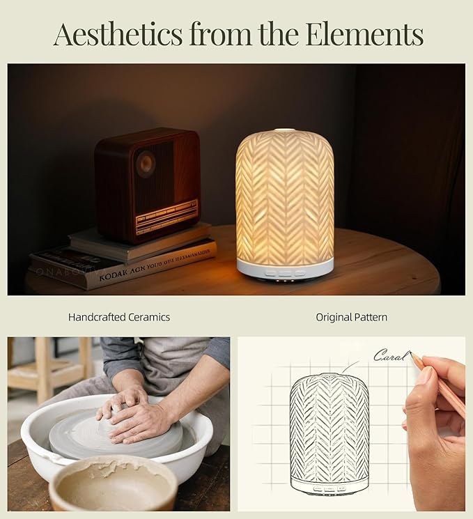 Essential Oil Diffuser – 2.4MHz Ultrasonic Aromatherapy Diffuser, Health Night Light, Timer & Auto Shut-Off, BPA-Free, 120ml Ceramic Oil Diffuser for Bedroom, Office, Spa, Yoga - Image 5
