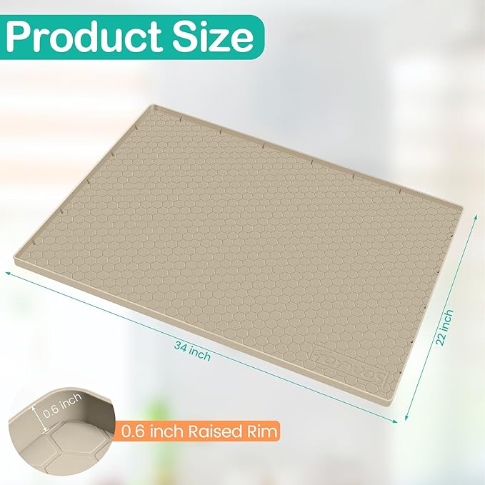 Waterproof Under Sink Mat 34" x 22", Silicone Cabinet Liner, Rubber Protector for Kitchen and Bathroom, Keeps Cabinets Clean, Dry, and Organized (Mint Green) - Image 2
