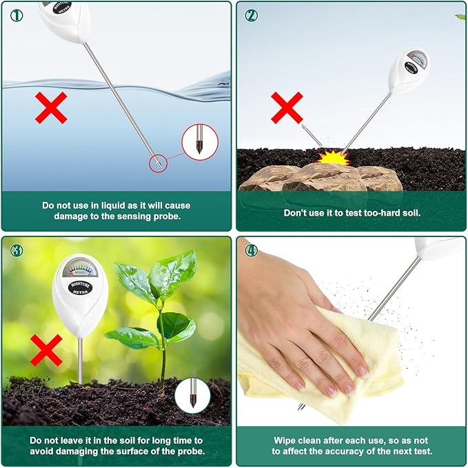 SZHLUX Soil Moisture Meter, Plant Water Monitor, Soil Hygrometer Sensor for Plant Care, Great for Gardening, Lawn, Farm, Indoor & Outdoor (Plant Gifts for Gardeners) 10.23inch, White - Image 4