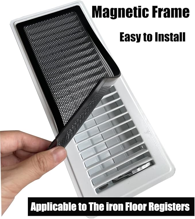 Floor Register Vent Cover- 4"x12" Magnetic Air Vent Screen Mesh Cover, Perfect for Wall/Ceiling/Floor Air Vent Filters (4-Packs) - Image 2