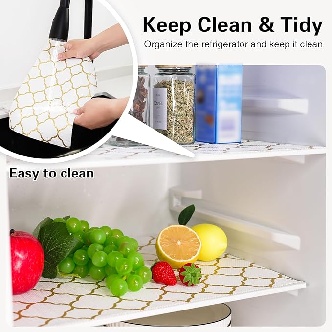 Drawer and Shelf Liner for Kitchen Cabinet,Non-Adhesive Cabinet Liner 12in x 20FT,Waterproof Shelf Paper Non-Slip Mats Cupboard Liners Contact Protect Dresser/Shelves/Table-Golden Lantern - Image 7