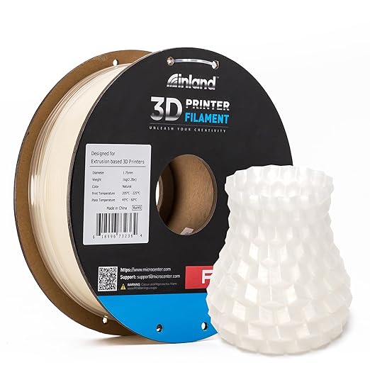 INLAND Micro Center PLA+ 3D Printing Filament 1.75mm - PLA Pro Dimensional Accuracy +/- 0.03 mm - 1 kg Cardboard Spool (2.2 lbs) (1 Pack Natural, 1.75mm) by INLAND