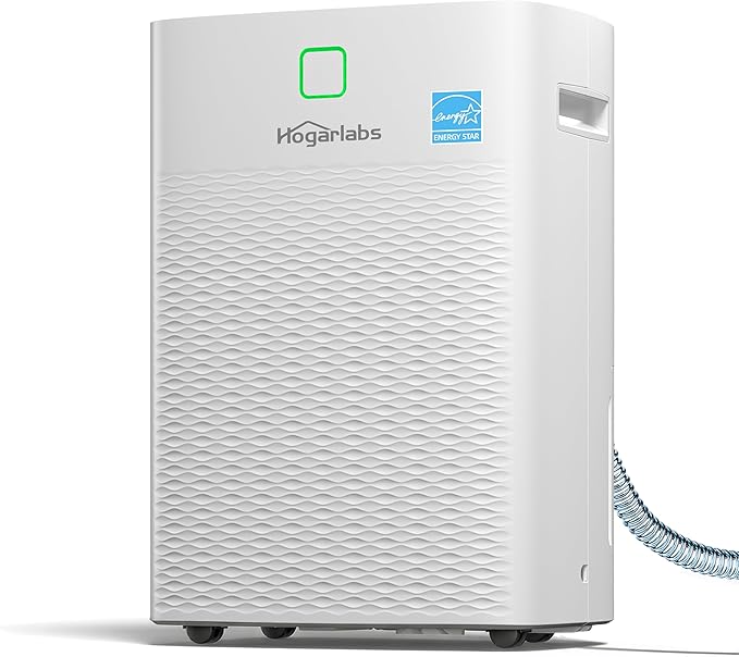 80 Pints Energy Star Dehumidifier Basement Home, Smart Silent Dehumidifier with Drain Hose, 1.32 Gal Water Tank, Intelligent Humidity Control, 24H Timer, for Large Room Bathroom Bedroom by HOGARLABS