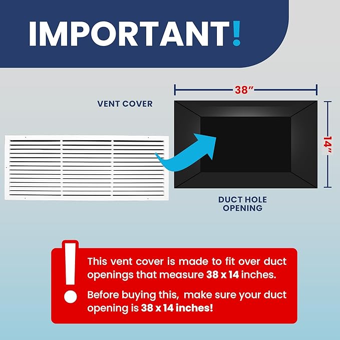 38x14 Inch (Duct Opening) Air Return Vent Cover Decorative – Premium Aluminum AC Vent Cover for Ceiling & Wall, Rustproof Grille, Ideal for Home HVAC Grille, Durable & Easy to Install by ACLAMINAIRE - Image 4