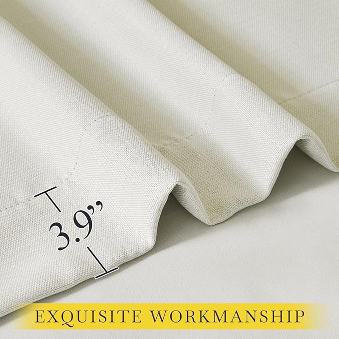 NICETOWN Thick Faux Linen Bedroom Curtains 108 inches Long, Room Darkening Dual Rod Pockets & Hook Belt Thermal Curtains Noise Dampening Drapes for Living Room, Natural, W52 x L108, 2 Panels - Image 7