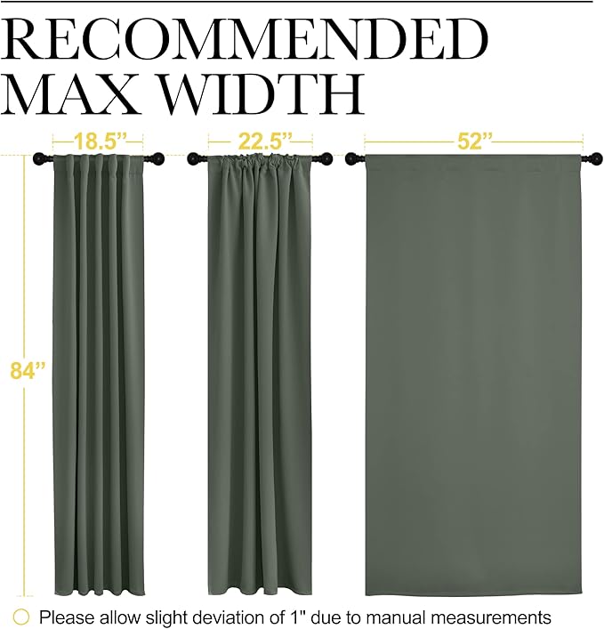 NICETOWN Living Room Blackout Draperies Curtains - (Dark Mallard Color) W52 x L84, 2 Pieces, Room Darkening Window Blackout Drape Panels - Image 7