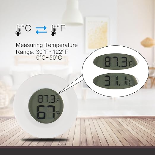4pcs Mini Hygrometer Thermometer Digital LCD Monitor Indoor/Outdoor Humidity Meter Gauge Temperature for Humidifiers Dehumidifiers Greenhouse Reptile Plant Humidor Fahrenheit(℉) or Celsius(℃) (White) - Image 3