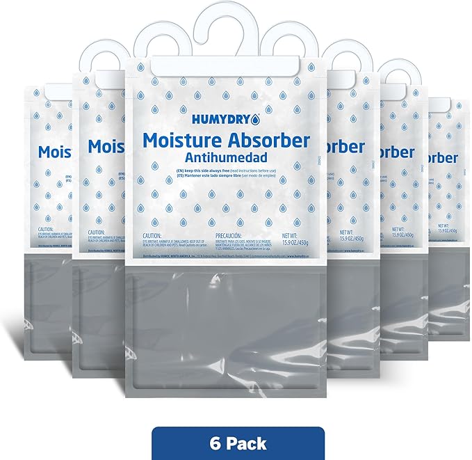 HUMYDRY Hanging Moisture Absorber for Closets, Pack of 6 Unscented 15.9 Oz Dehumidifier Bags, Non Electric Humidity Absorbers for Wardrobes Clothes Storage Areas and Small Enclosed Spaces - Image 2