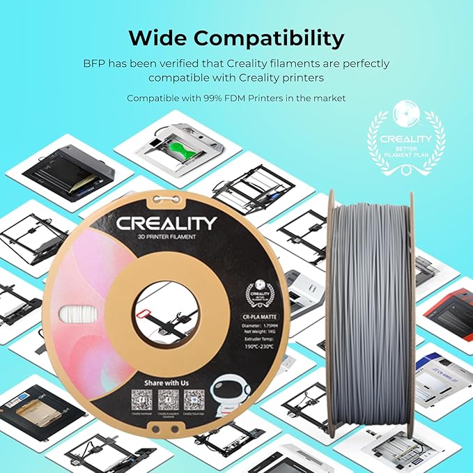 Creality PLA Matte 3D Printer Filament 1.75mm, Matte PLA 1kg Spool (2.2lbs), Dimensional Accuracy +/- 0.02 mm, Fits for Most FDM 3D Printers (Matte White) - Image 4
