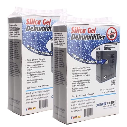 HYDROSORBENT® Gun Safe Dehumidifier Rechargeable Silica Gel 450 Gram Carton. Moisture Absorber. Reusable Desiccant Dehumidifier for Gun Safe – Made in USA Silica Gel Desiccant. SG450-2 Pack - Image 2