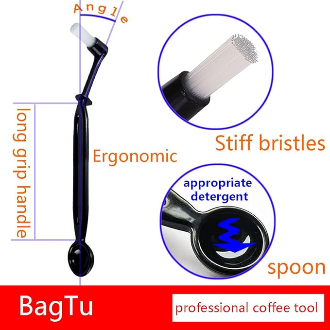 Coffee Machine Cleaning Brush with Spoon Tool Set for Espresso Machine Group Head,Pack of 3,Black - Image 6