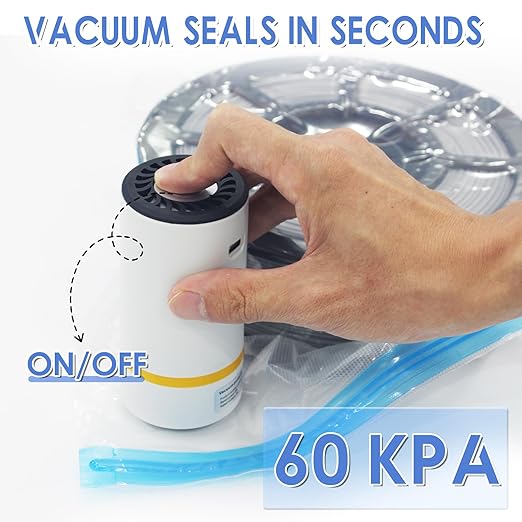 50PCS Filament Storage Bags Kit with Automatic Pump & Hand Pump - Vacuum Sealed 3D Printer Filament Storage Bags with 50 Drying Bags Packs for 0.5KG-1KG Spools, Keep Filament Dry(11.8 x 13.4） - Image 6