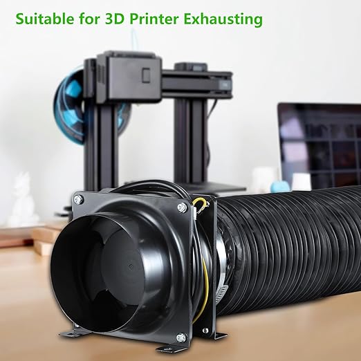 4inch Axial Fan Kit, Exhaust Extractor Blower Ventilation Fan with Button Switch, Dryer Hose for Grow Tent, HVAC, 3D Printer - Image 7