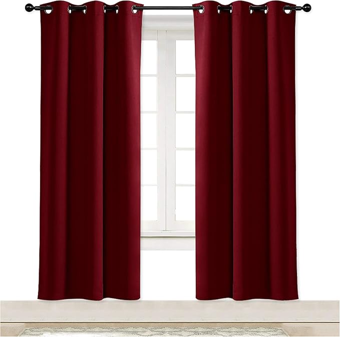 NICETOWN Christmas Red Blackout Window Christmas Curtain for Kitchen, Noise Reducing Solid Grommet Window Treatment Drapery/Drape for Bedroom Decor (1 Panel, 42 by 72 inches) by NICETOWN