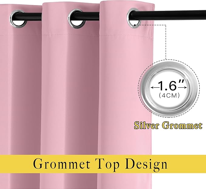 NICETOWN Blackout Doorway Curtain Drape 78 inch Long - Grommet Noise Reducing Thermal Insulated Solid Modern Window Treatments for Bedroom Closet (1 Panel, 52 x 78 Inch, Rouge Pink) - Image 4