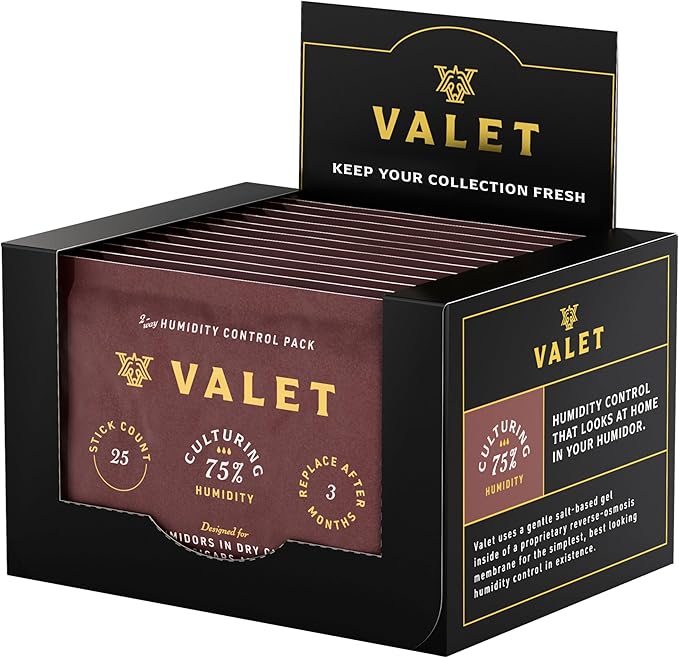 Valet 75% Two-Way Humidity Packs for Wood Containers, 12-Pack, 60g Each, Humidifier Pack Prevents Leaks and Controls Moisture with Natural Craft Paper Design by Valet