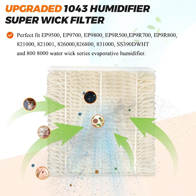 Blutoget 1043 Humidifier Wick Filters 3 Pack Replacement for Essick Air AIRCARE EP9500 EP9700 EP9800 EP9R500 EP9R800 821000 826000 826800 831000 &Bemis Space Saver 800 8000 Series Humidifiers - Image 4