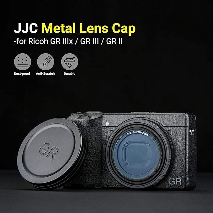 JJC Aluminum Lens Cap Cover Protector for Ricoh GR IIIx GR IIIx HDF GR3x HDF GR III GR III HDF GR3 HDF GR II GR2 with Soft EVA Interior -Black - Image 2