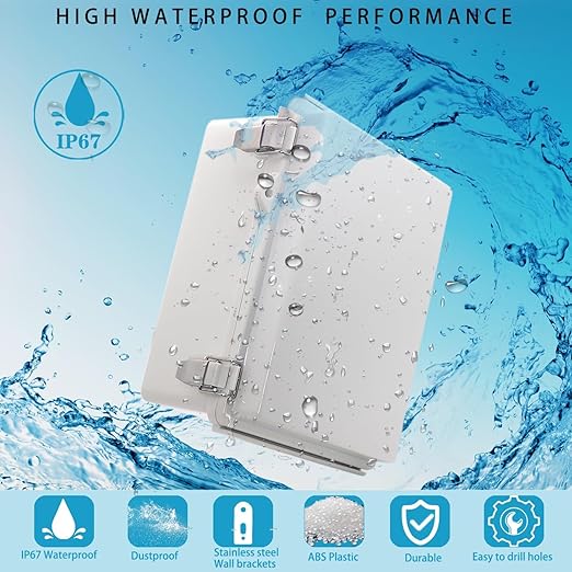 2Pcs Outdoor Waterproof Electrical Junction Box Weatherproof IP67 ABS Plastic Enclosure Switch Router Project Box Electronics DIY Enclosure With Mounting Plate Wall Bracket Grey 8.6x6.7x4.3in - Image 2