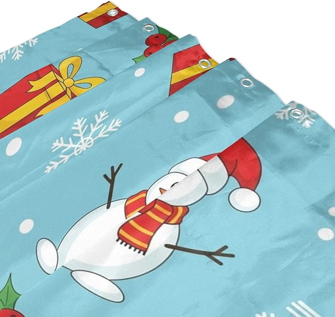 Snowflake Christmas Blue Shower Curtain Liner 72×72 inch for Bathroom Curtain Anti Mold Shower Curtain with Hooks Shower Accessories - Image 3
