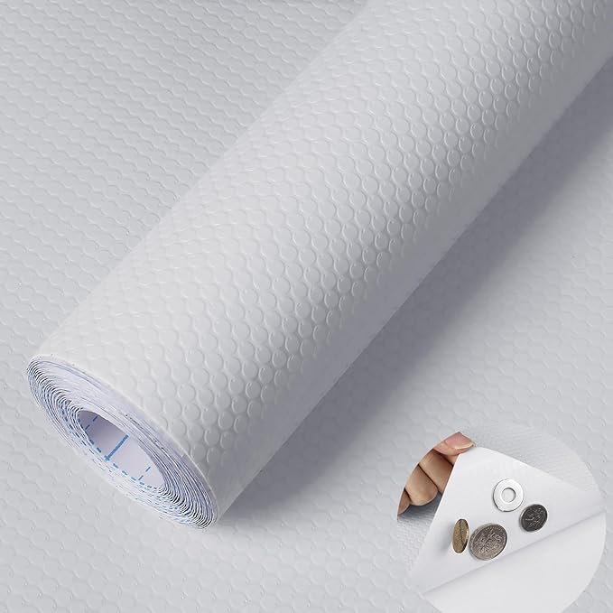 WochiTV Adhesive Shelf Liner 11.8 X 120 Inches Peel and Stick Kitchen Liner for Cabinets, Drawers Removable Protector Mat Waterproof Contact Covering for Dresser Pantry Countertops Shelves, White by WochiTV
