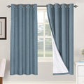 H.VERSAILTEX Linen Blackout Curtains 72 Inches Long 100% Blackout Thermal Insulated Textured Linen Look Curtain Draperies Anti-Rust Grommet, Energy Saving with White Liner, 2 Panels, Stone Blue by HVERSAILTEX