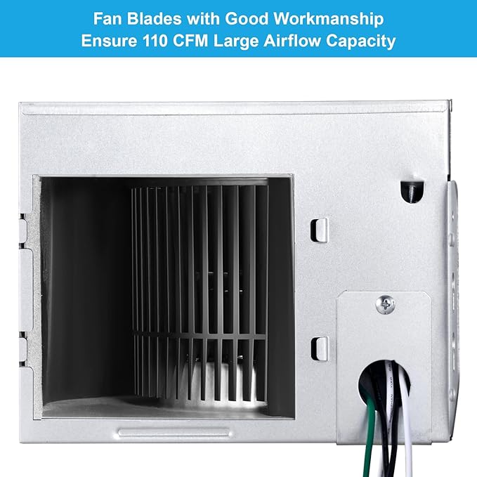 Bathroom Exhaust Fan with Light 110 CFM Quiet 6500K 800LM Household Ventilation Fan Light Combo, Energy Saving Ceiling Mount Bathroom Air extractor, Multipurpose Bath Extractor Easy to Install - Image 6