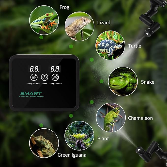 Reptile fogger Smart Spray System, Reptile Humidifiers Automatic with Timer, Reptile Mister with 360°Adjustable Misting Nozzles for Terrariums Amphibian Lizard Snake Frog Plants - Image 9
