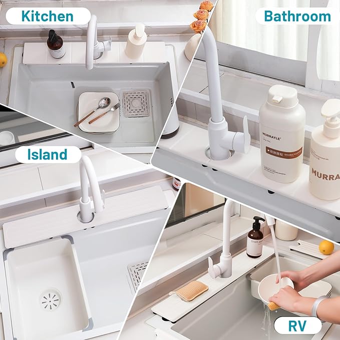 Fast Drying Faucet Mat for Kitchen Sink, Water Absorbent Diatomite Stone Sink Tray with Raised Feet, Kitchen Sink Splash Guard, Prevents Moisture Buildup, Durable Protector for Bathroom Counter - Image 9