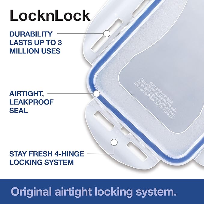 LOCK & LOCK Easy Essentials Pantry Food storage containers with lids / Pantry storage / Airtight containers, BPA free - Square - 11 cup - Great for Sugar, Clear - Image 4