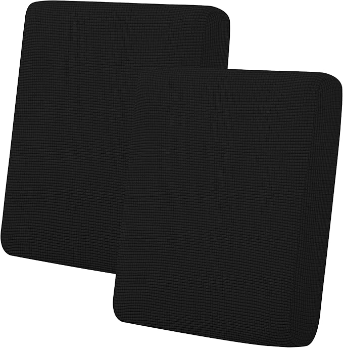 Easy-Going Stretch Individual Loveseat Couch Cushion Cover Sofa Cushion Furniture Protector Sofa slipcover Soft Flexibility with Elastic Bottom (2-Piece Loveseat Cushion Cover, Black) by Easy-Going