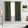 DONREN Dark Olive Green Blackout Curtains for Classical Dining Room Kitchen Bathroom Deco - Loden Room Darkening Thermal Insulated Window Curtain Panels for Bedroom,Set of 2 Panels,W 52 x L 63 by DONREN