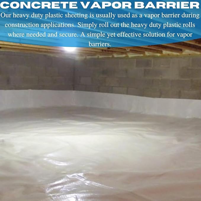 Vapor Barrier Supply - Black/White Plastic Sheeting - 20 mil - Dura Smooth, Thick Plastic Sheeting, Drop Cloth, Vapor Barrier Covering for Crawl Space, Low Density Polyethylene (12' x 20'), VBSDS20 - Image 6