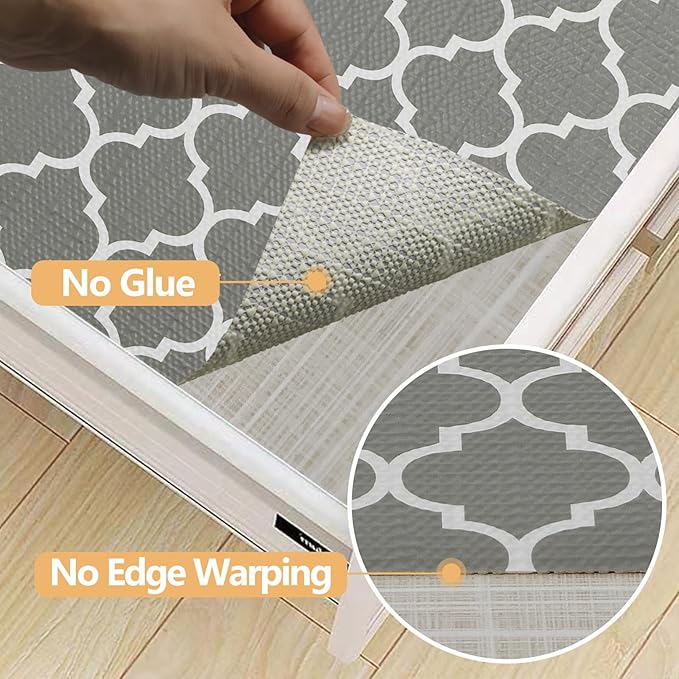 Drawer Shelf Liner Non Adhesive, Slip Resistant Easy to Clean Protect Kitchen Mats Thickened Strong Grip for Cabinet, Pantry, Tool Box, Cupboard, Dresser, Bathroom (Gray, 12 in x 20 FT) - Image 4