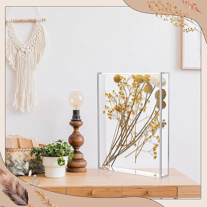 Clear Memory Box | Dried Flowers Picture Frame Memory Box,Handicrafts Storage Pictures Holder Specimens Collection for Postcards Trading Cards Souvenirs Photos - Image 2