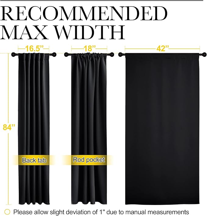 NICETOWN Halloween Black Out Curtain Panels for Bedroom - (Black Color) W42 x L84, 1 Pair, Thermal Insulated Blackout Draperies Window Treatment for Hall Room - Image 7