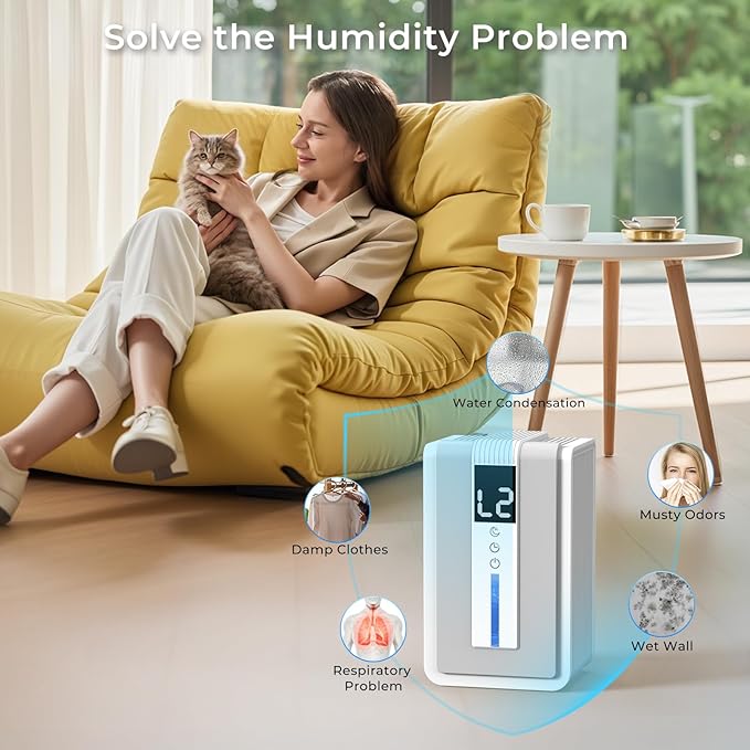 Dehumidifiers for Home, 42 OZ (400 sq.ft) Small Dehumidifier with Timer, Auto Shut Off, Auto Defrost, 7 Colors LED Light, Quiet Energy Saving Dehumidifier for Bedroom, Bathroom, Basement, Closet, RV - Image 9