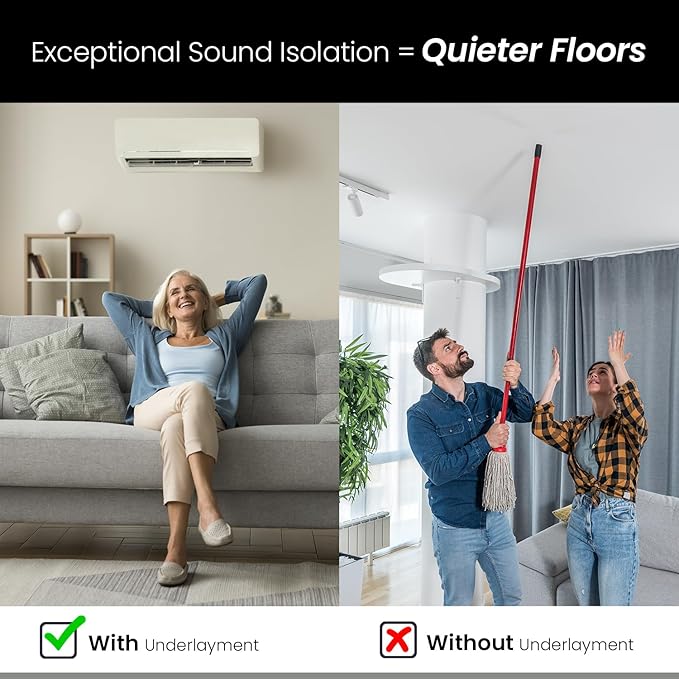 3-in-1 Acoustic Premium Floor Underlayment - 200 sqft Roll - 3mm Thick EPE with Silver Foil Vapor Barrier with Tape - Moisture Barrier, Thermal Insulation, Sound Insulation (Silver Protect) - Image 4