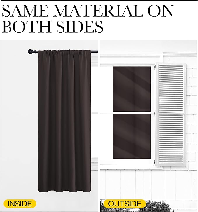 NICETOWN Blackout Curtains for Living Curtains, Toffee Brown, 2 Panels, 52 by 95, Room Darkening Window Curtain Panels, Easy-Care Solid Thermal Insulated Draperies/Drapes for Daughter Room - Image 5