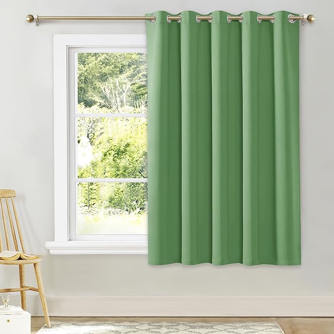 NICETOWN Bedroom Window Blackout Curtain Panel, Forest Green, 1 Panel, 70 x 63 inch, Thermal Insulated Blackout Drape/Drapery for Loft, Guestroom by NICETOWN