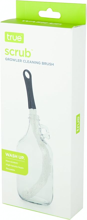 True Decanter and Growler Brush Multipurpose Glassware Cleaner, No-Scratch High-Tensile Foam Reusable Cleaning Accessory with Ergonomic Handle, White - Image 7