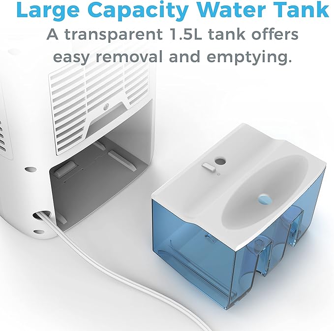 Pure Enrichment PureDry Deluxe Dehumidifier - Mid-Sized 1.5L Water Tank Eliminates 500ml/day in Excess Moisture from Closets, Bathrooms, Basements, Boats, Kitchens and Other Small to Mid-Sized Areas - Image 4