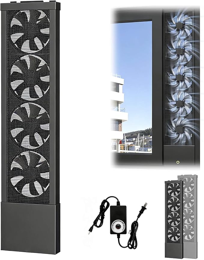 Vertical Window Exhaust Fan for Sliding Windows-Easy Tool-Free Installation, Adjustable Speed with Reversible Airflow, Slim Design for Bedroom Kitchen Office, Alternative to AC Fan and Household Fans by Unknown