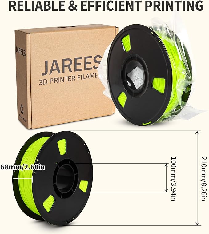 PLA Filament 1.75mm Sun Glare Lime Green 1KG, Clog-Free 3D Printer Filament Dimensional Accuracy +/- 0.02mm, 1kg Spool(2.2lbs) 3D Printing Filament Fits for Most FDM 3D Printers - Image 7