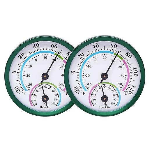 Mini Indoor Thermometer Hygrometer Analog 2 in 1 Temperature Humidity Monitor Gauge for Home, Room, Outdoor, Offices, Display Mechanical (No Battery Needed) (Green-2 Pack, Green-2 Pack) by LayscoPro