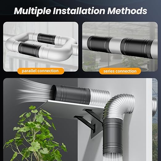 4 Inch Inline Fan with Remote,2Way 6 Speed Inline Duct Fans High-Efficiency Exhaust Duct Fan DC Motor, Low Noise HVAC Ventilation in Basement Bathroom Workshop Attic P126 - Image 7