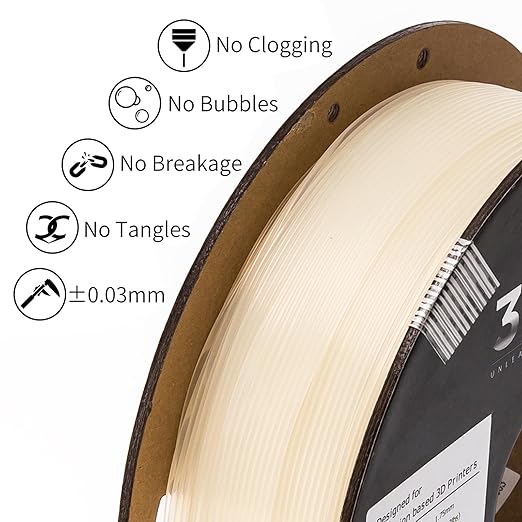 INLAND Micro Center PLA+ 3D Printing Filament 1.75mm - PLA Pro Dimensional Accuracy +/- 0.03 mm - 1 kg Cardboard Spool (2.2 lbs) (1 Pack Natural, 1.75mm) - Image 3